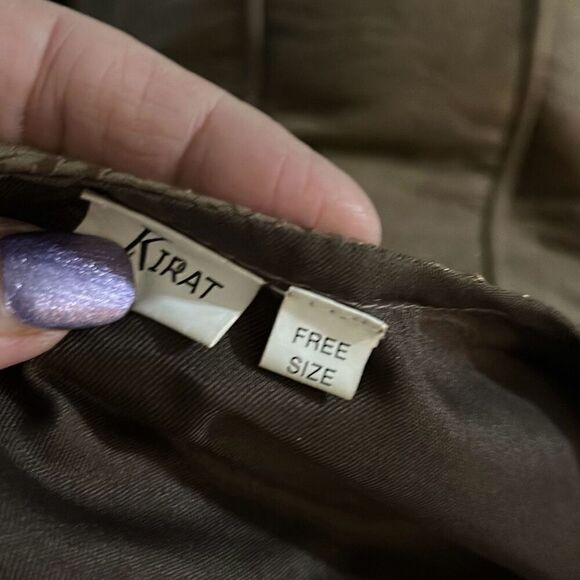 Women's Kirat Brown/ Green Special Occasion Dress, Coat, and Headpiece. - Picture 16 of 16